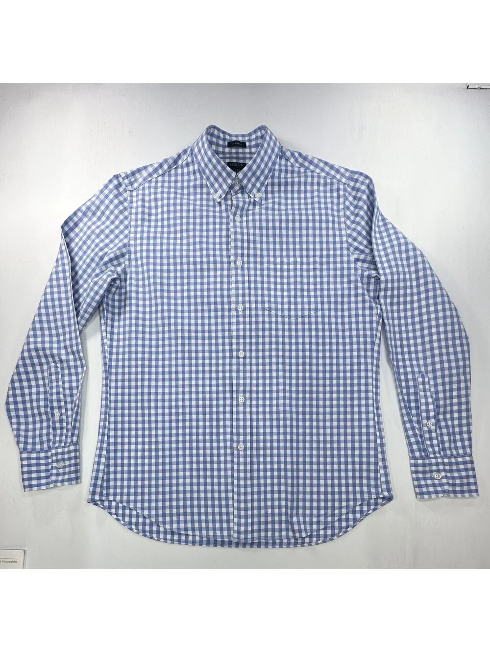 J Crew Classic Flex Washed Checked Button Up Blue Mens M